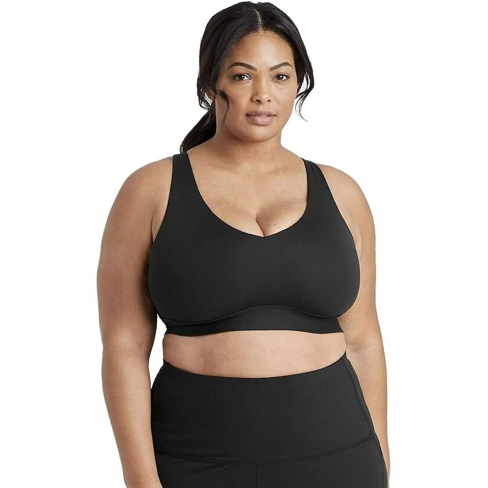 Women's Plus Size Light Support Multistrap Longline Bra - All in Motion Black 2X